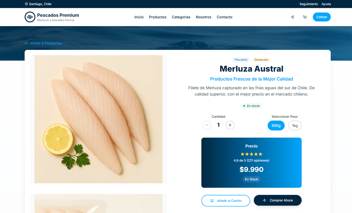 Screenshot of Pescados a Domicilio - Ecommerce